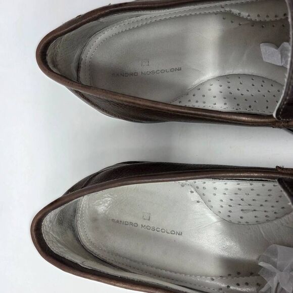 SANDRO MOSCOLONI MENS 12 D BROWN LEATHER COMFORT BIT LOAFERS APRON TOE - Picture 5 of 8